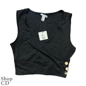 NWT ReVamped Black V-Neck Crop Top
